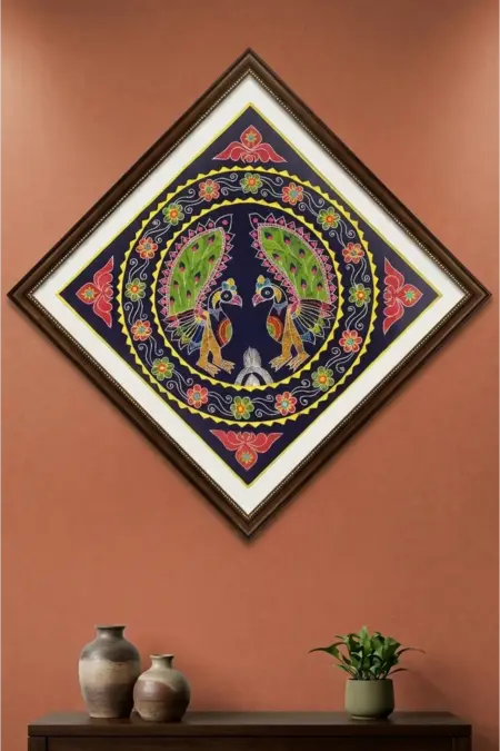 Black Chandua with Two Peacock