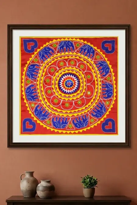 Red Chandua with Chakra & Elephant Design