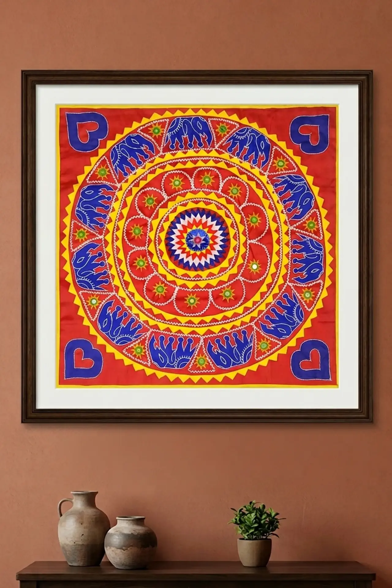 Red Chandua with Chakra & Elephant Design